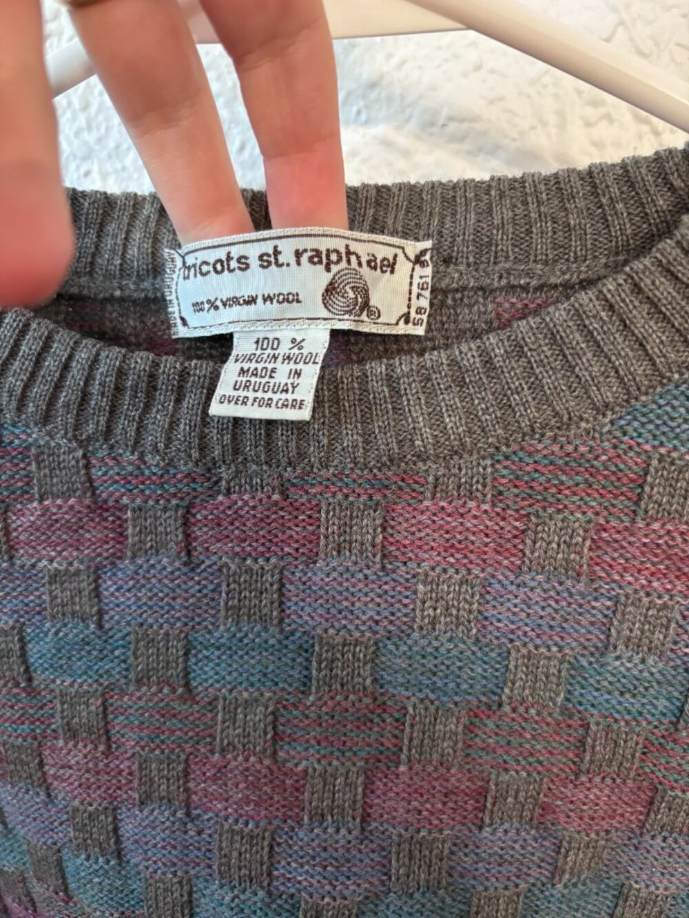 Tricots St Raphael Women's Geometric Wool Sweater S Vintage Grandpa Preppy Warm - Picture 2 of 6